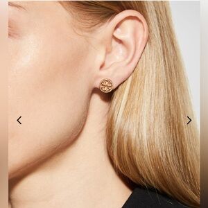 Tory Burch Miller Gold Logo Circle Stud Earrings